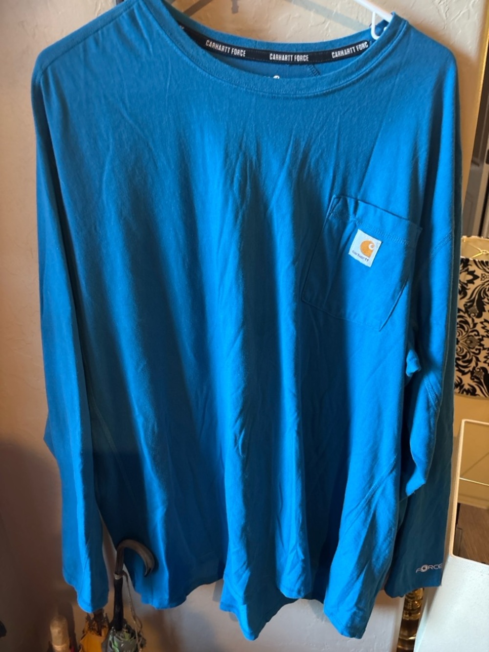 Carhartt Long-Sleeve Pocket Tee in Teal Blue